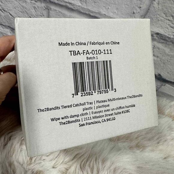 The 2 Bandits Tiered Catchall Tray White 3 Tier Felt‎ Lined Wood Post - Picture 5 of 5